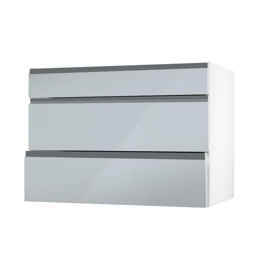 Clerkenwell Gloss Mist 275mm x 1000mm Appliance Tower Kitchen Drawer Angled Open
