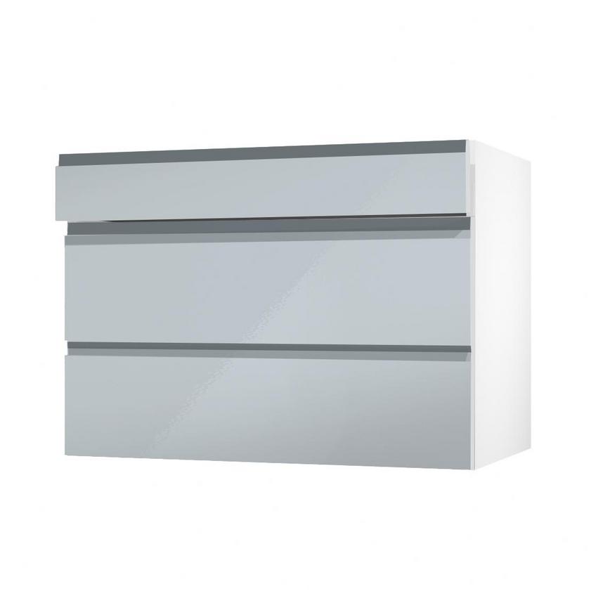 Clerkenwell Gloss Mist 160mm x 1000mm Kitchen Drawer Angled Open