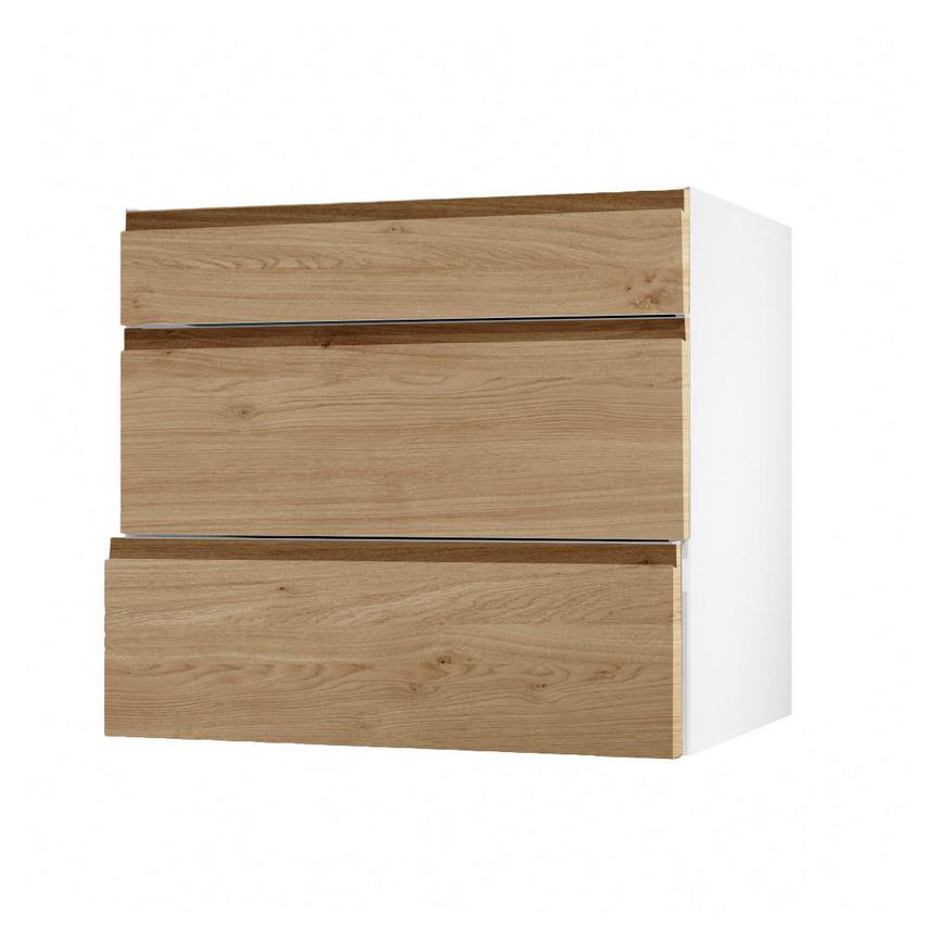 Clerkenwell Matt Natural Oak 275mm x 800mm Pan Kitchen Drawer Angled Open