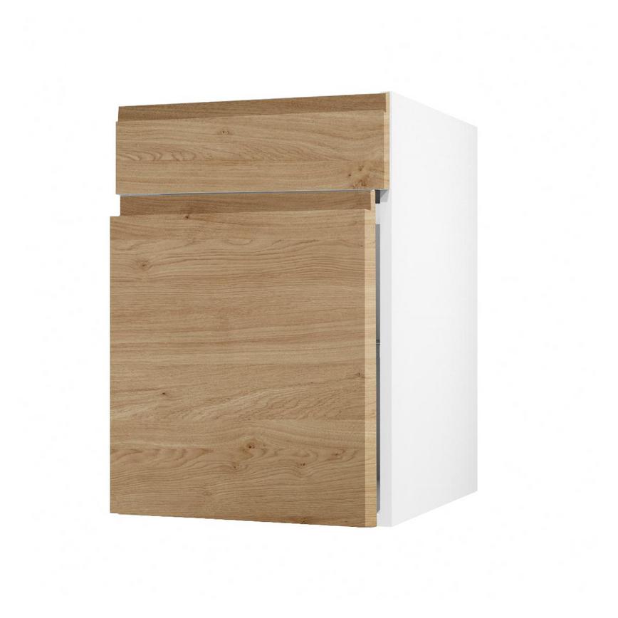 Clerkenwell Matt Natural Oak 557mm x 500mm Full Height Drawerline Kitchen Door Angled Open