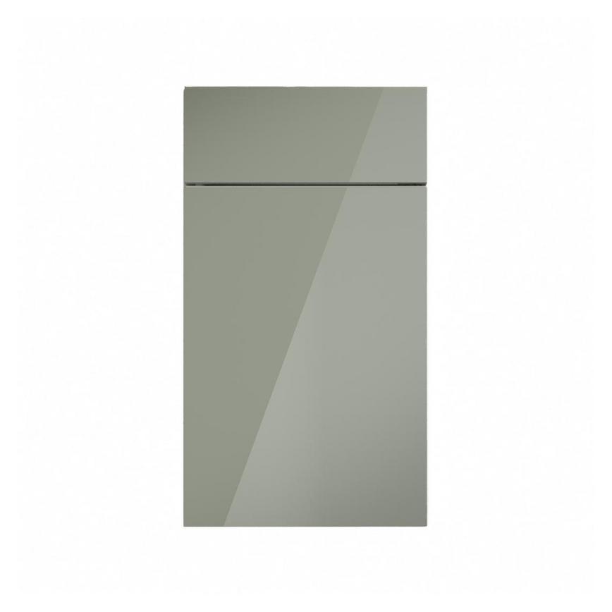 Hockley Mirror Gloss Reed Green 400mm x 557mm Door Front Shown Closed from the Front as Part of a Door and Drawer Unit