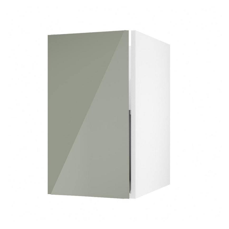 Hockley Mirror Gloss Reed Green 400mm x 720mm Full Height Door Shown Open at an Angle