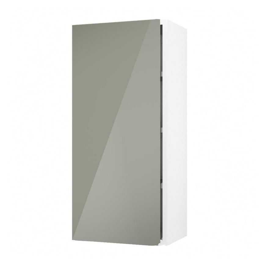 Hockley Mirror Gloss Reed Green 400mm x 900mm Tall Door Shown Open at an Angle