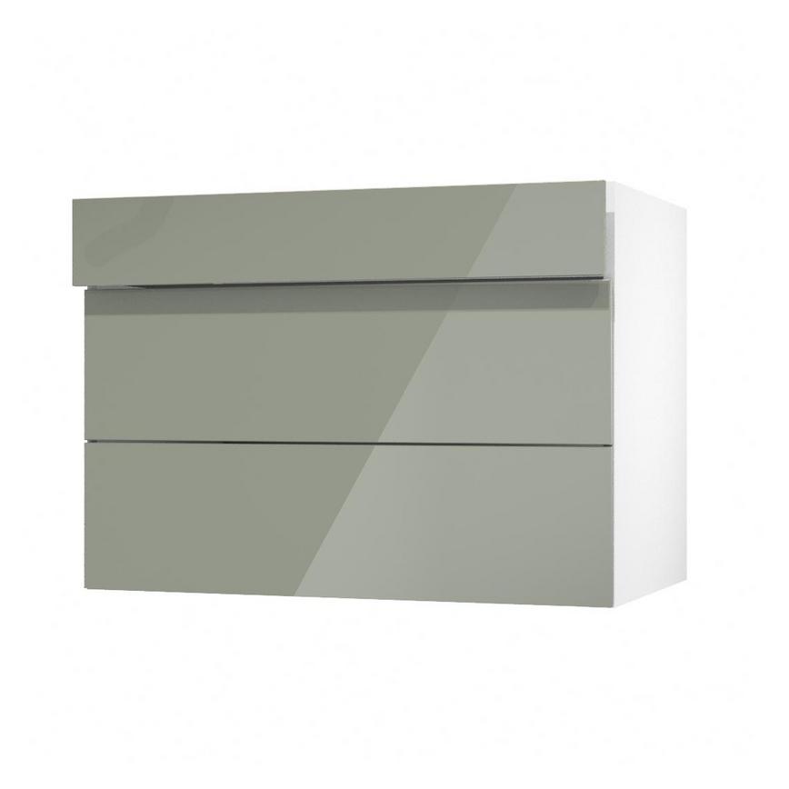 Hockley Mirror Gloss Reed Green 1000mm x 160mm Drawer Shown Open at an Angle as Part of a Drawer Unit