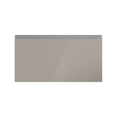 Hockley Mirror Gloss Sand Grey 700mm x 342mm Pan Drawer Front Shown Closed from the Front as Part of a Full Drawer Unit