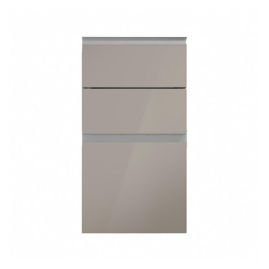 Hockley Mirror Gloss Sand Grey 400mm x 170mm Drawer Front Shown Closed from the Front as Part of a Full Drawer Unit