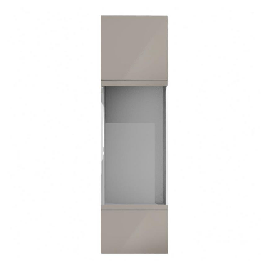 Hockley Mirror Gloss Sand Grey 600mm x 570mm Appliance Door Shown Closed from the Front as Part of an Appliance Tower Unit