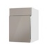 Hockley Mirror Gloss Sand Grey 500mm x 557mm Door Front Shown Open at an Angle as Part of a Door and Drawer Unit