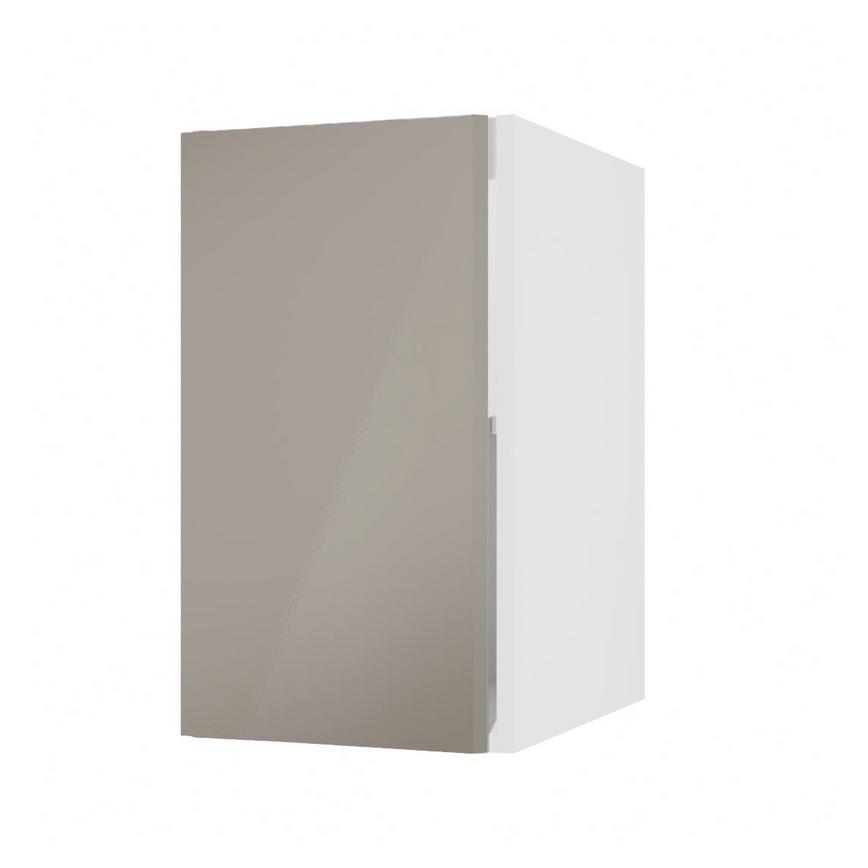 Hockley Mirror Gloss Sand Grey 400mm x 720mm Full Height Door Shown Open at an Angle