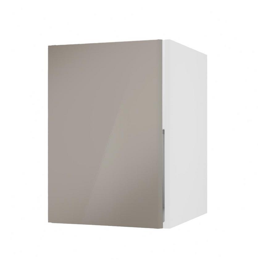 Hockley Mirror Gloss Sand Grey 500mm x 720mm Full Height Door Shown Open at an Angle