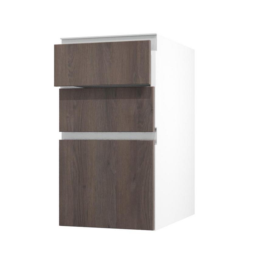 Hockley Textured Dark Oak 400mm x 170mm Drawer Front Shown Open at an Angle as Part of a Drawer Unit