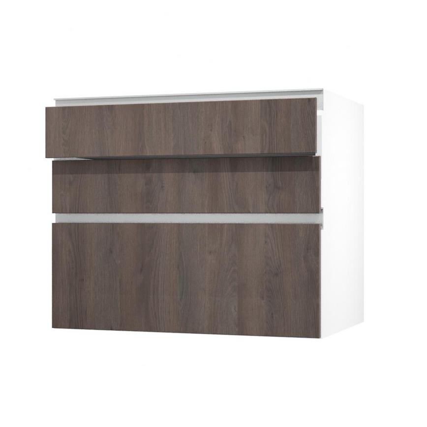 Hockley Textured Dark Oak 900mm x 170mm Drawer Front Shown Open at an Angle as Part of a Drawer Unit