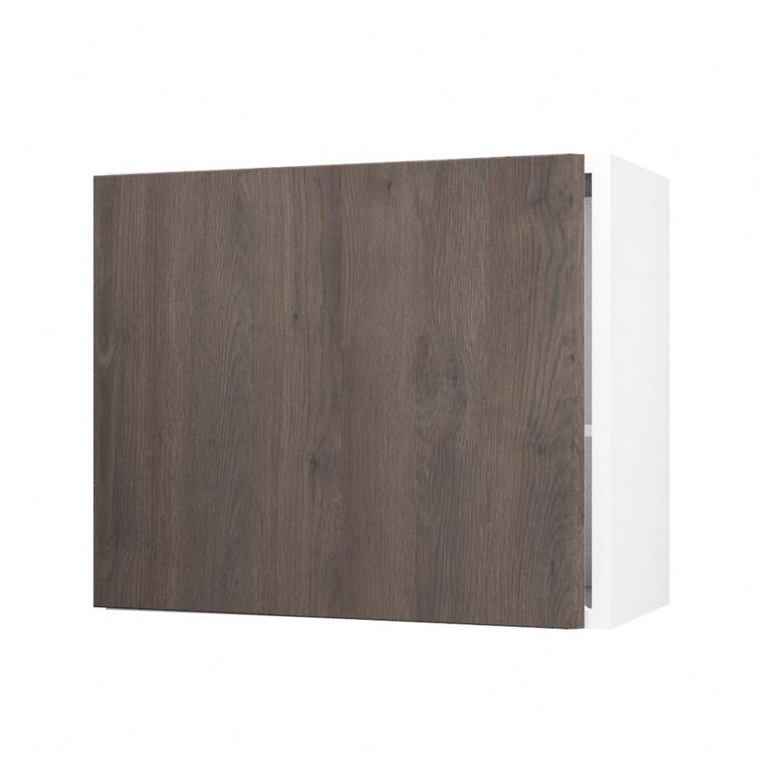 Hockley Textured Dark Oak 600mm x 506mm Tall Microwave Top Box Door Shown Open at an Angle