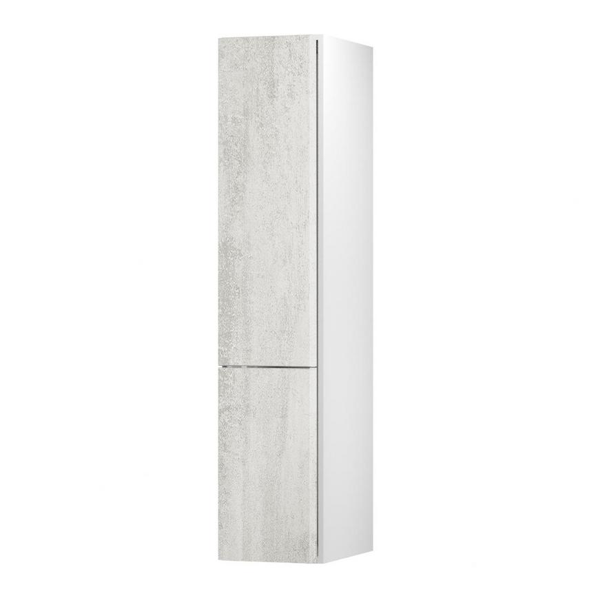 Hockley Textured White Stone 1220mm x 400mm Full Height Larder Kitchen Door Unit Angled Open