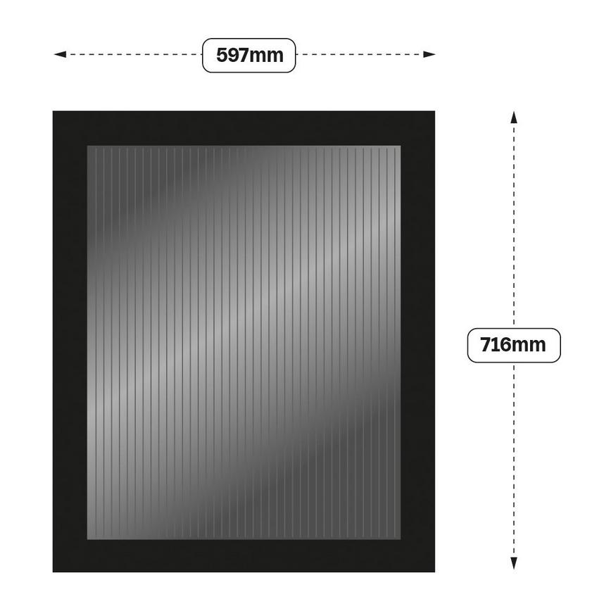 600 Full Height Contemporary Fluted Glass Door Line Drawing