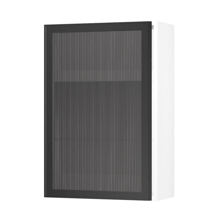 KFR0046 Black 600 Tall Fluted Glass Door CAD AngledOpen