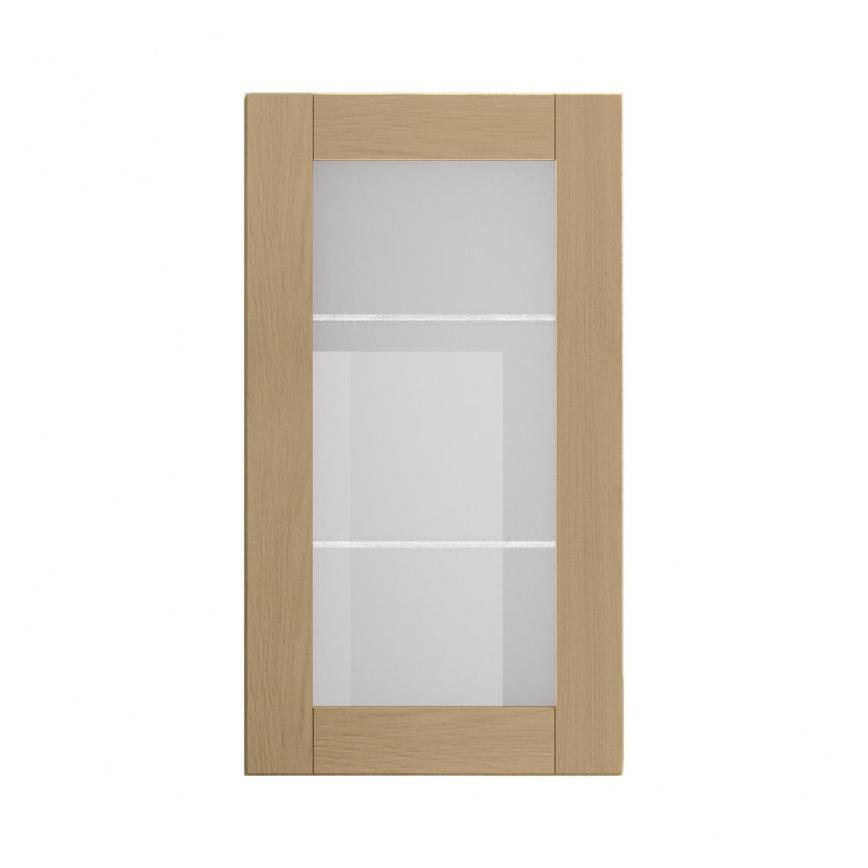 Halesworth Oak 500mm x 900mm Tall Clear Glass Door Shown Closed from the Front