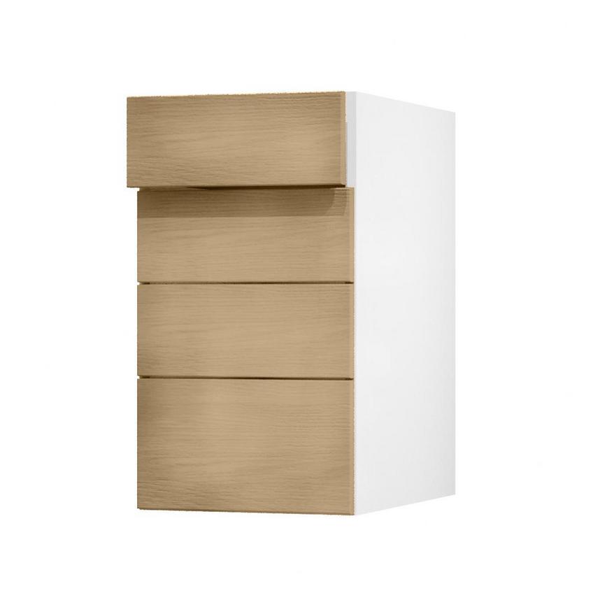 Halesworth Oak 400mm x 160mm Drawer Front Shown with the Top Drawer Open at an Angle as Part of a Full Drawer Unit