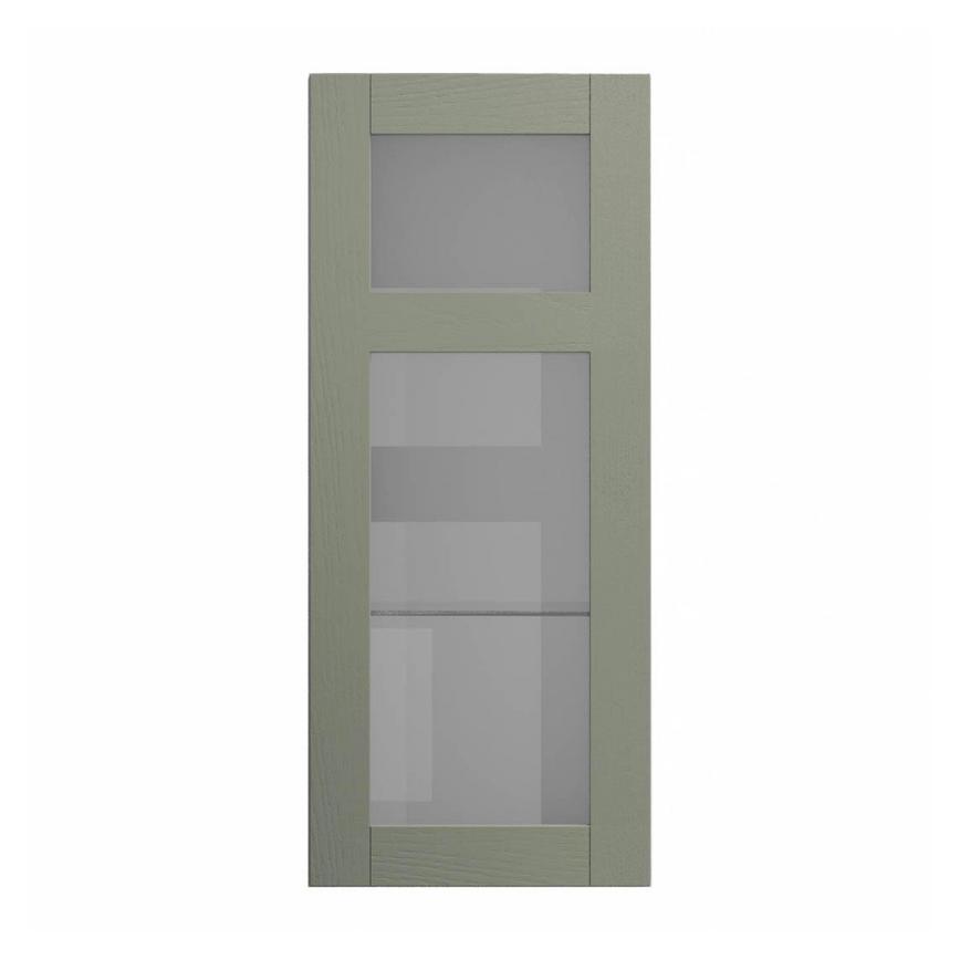 Halesworth Reed Green 500mm x 1182mm Clear Glass Panelled Dresser Door Shown Closed from the Front