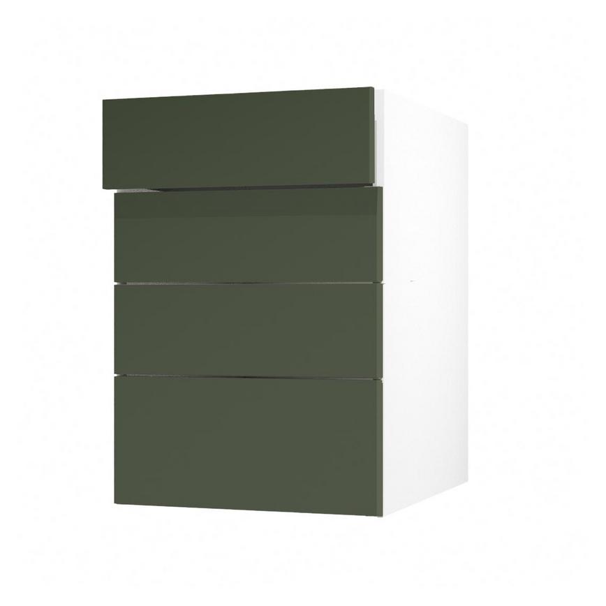 Frome Ash Green 500 Drawer Front CAD Cut Out Angled Open Unit