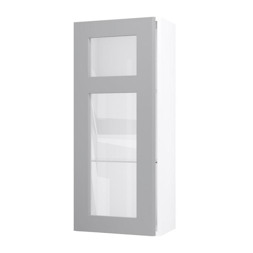 Frome Dove Grey 500 Panelled Glass Dresser Door CAD Cut Out Angled Open Unit