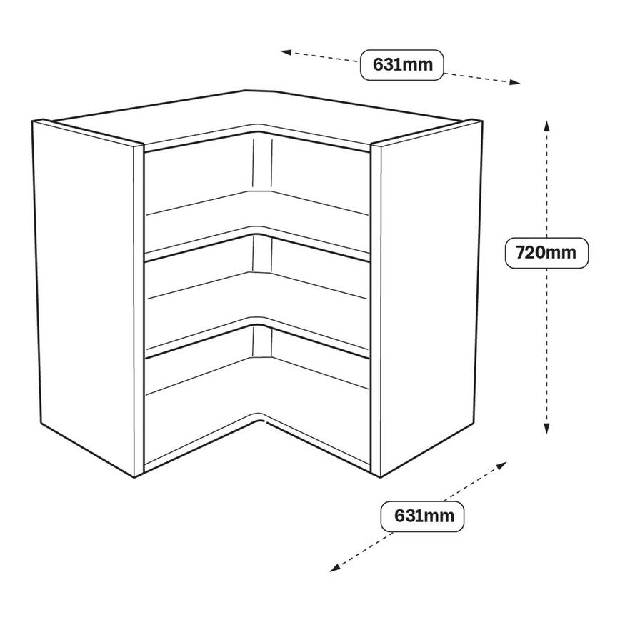 631mm L Shaped Corner Wall Cabinet Line Drawing