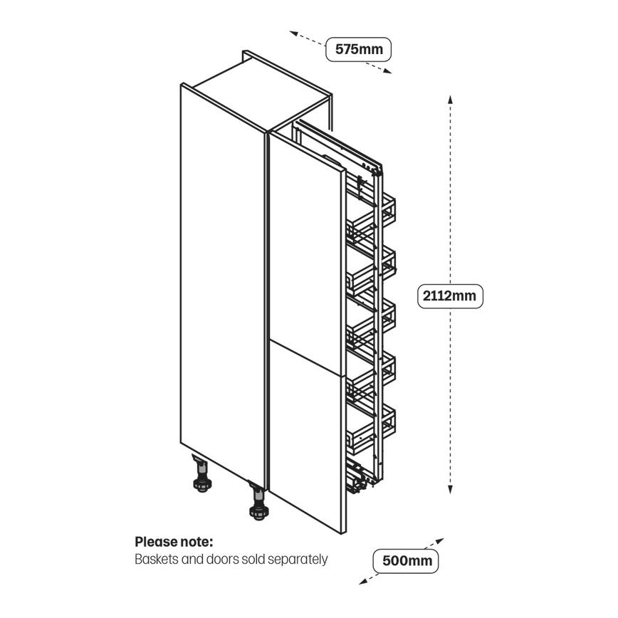 Standard 500mm Pull Out Larder Cabinet Line Drawing