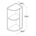300 x 390mm Deep Curved Full Height Wall Cabinet Line Drawing