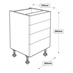 Cushion Close 500mm 4 Drawer Base Cabinet Line Drawing