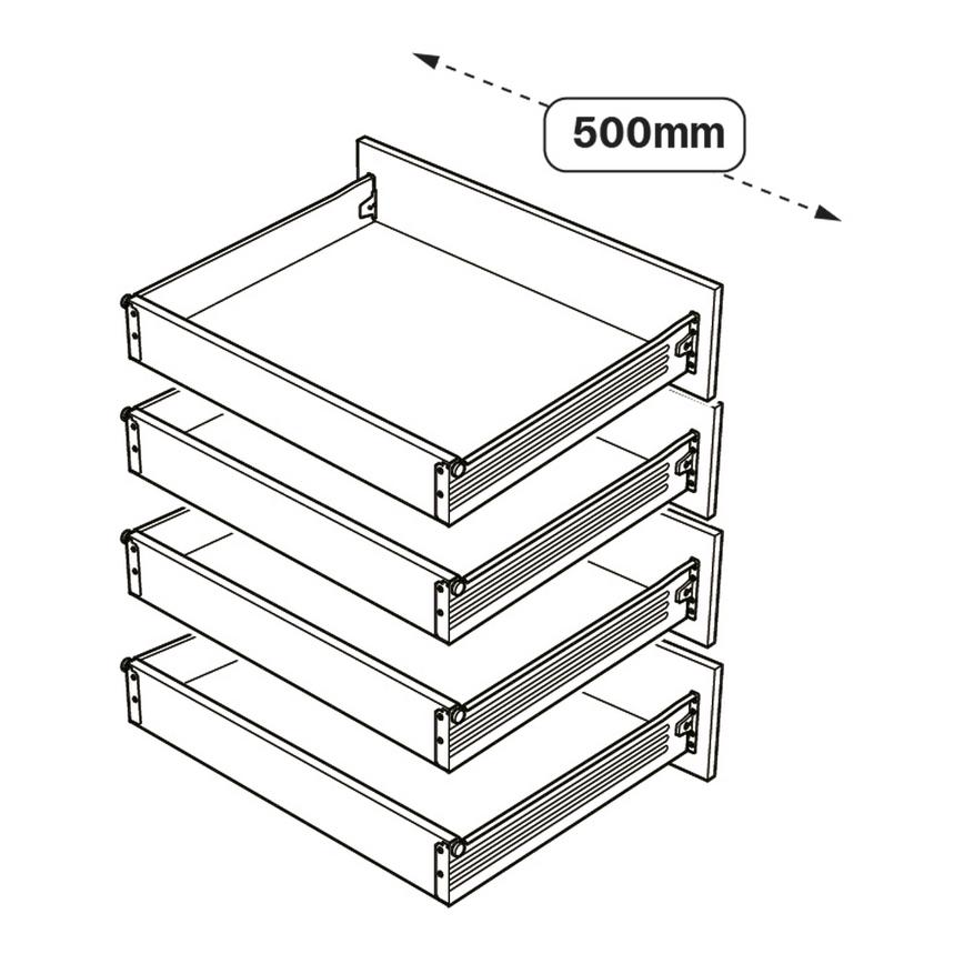 500 4 Drawer Pack Line Drawing