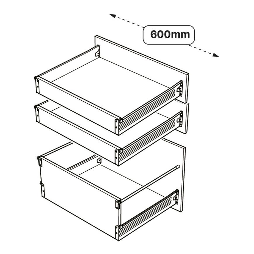 600 3 Drawer Pack Line Drawing