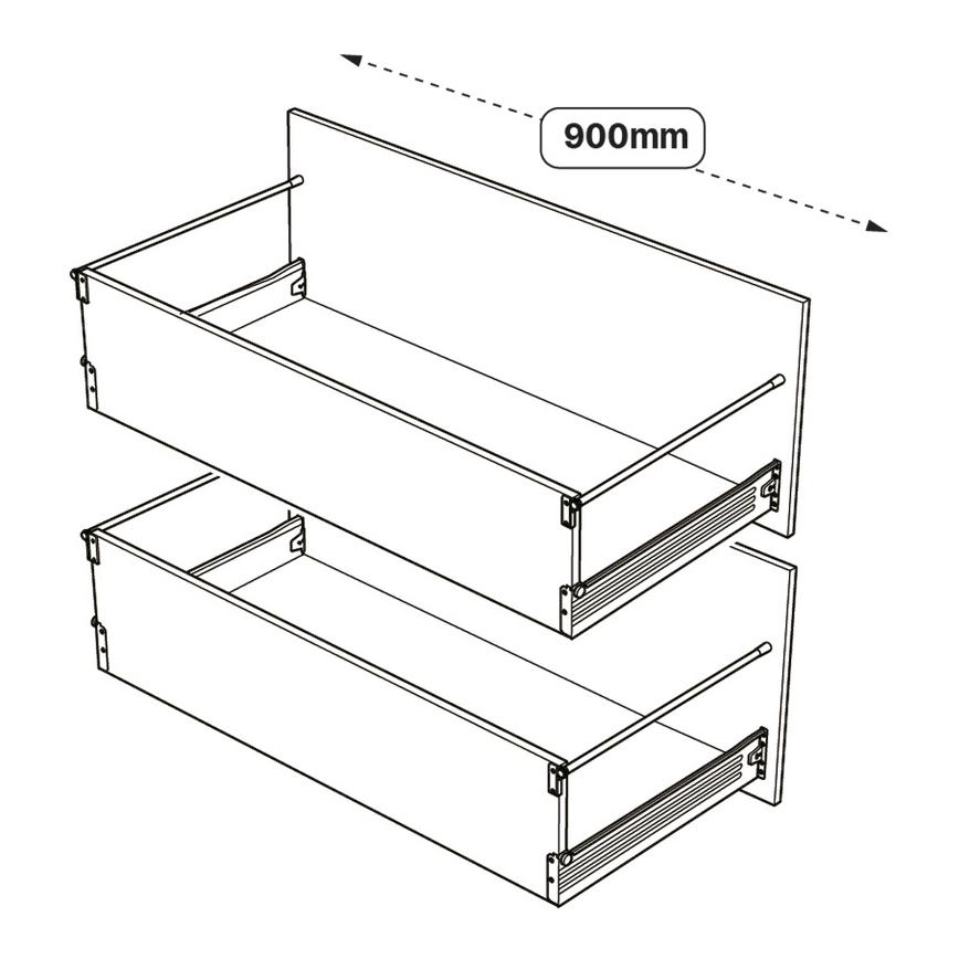 900 2 Drawer Pack Line Drawing