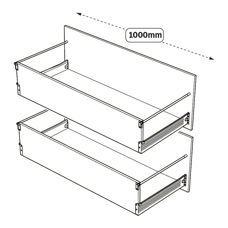 1000 2 Drawer Pack Line Drawing