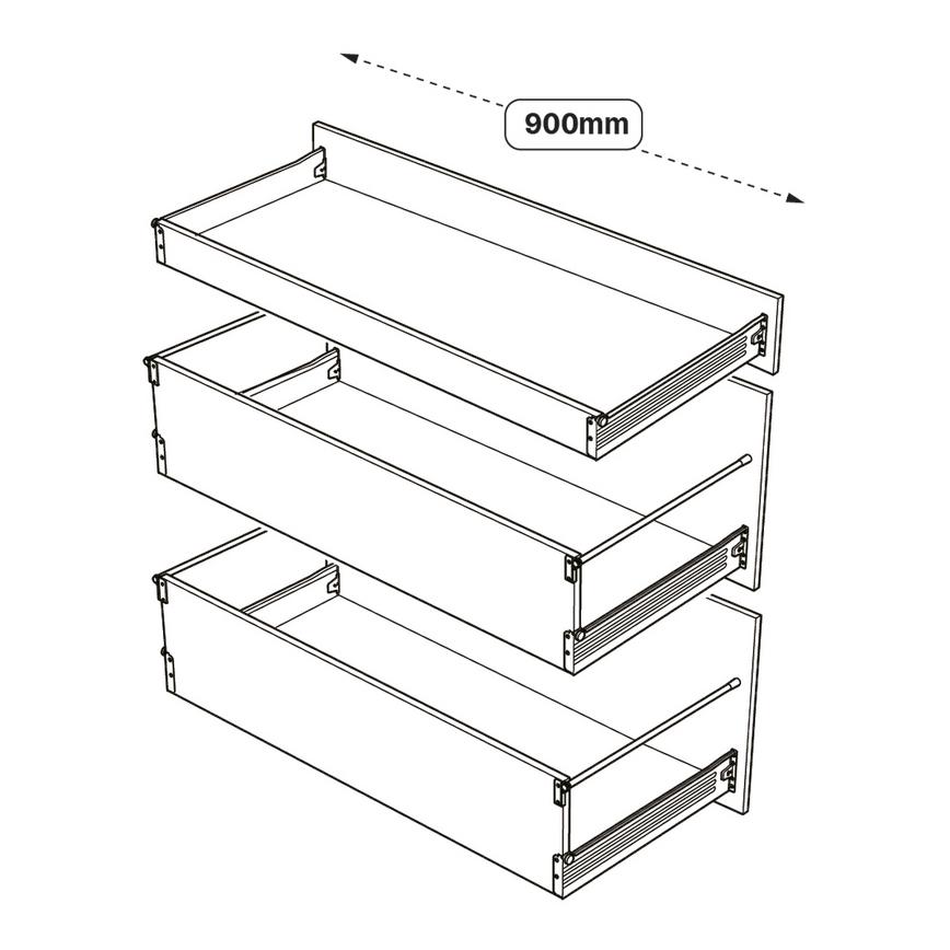 900 3 Drawer Pack Line Drawing