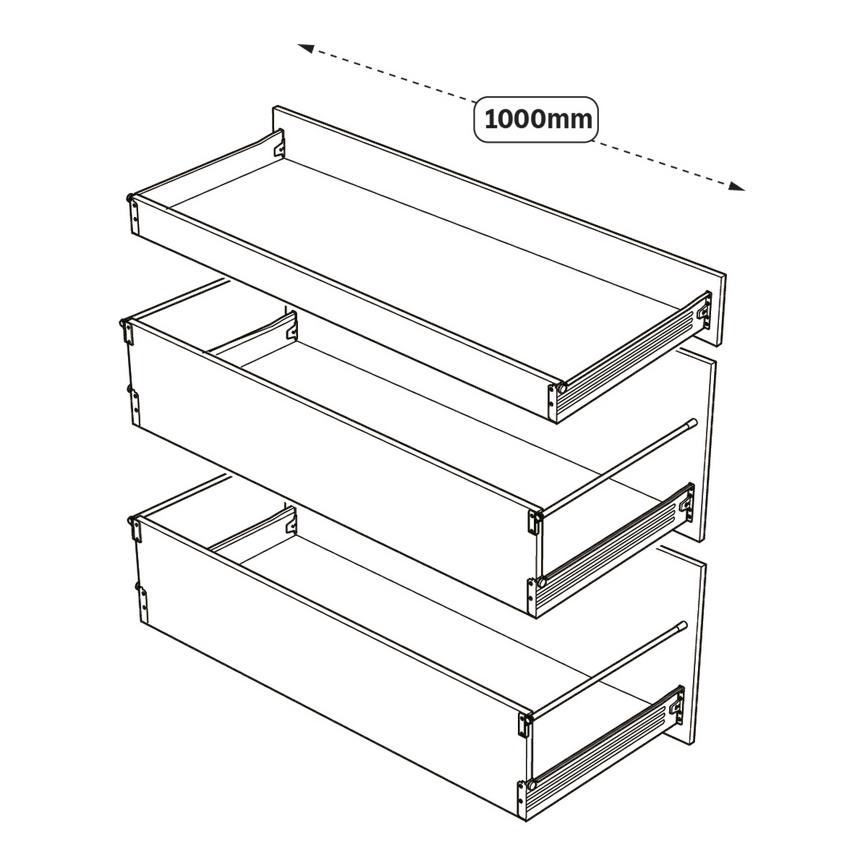 1000 3 Drawer Pack Line Drawing