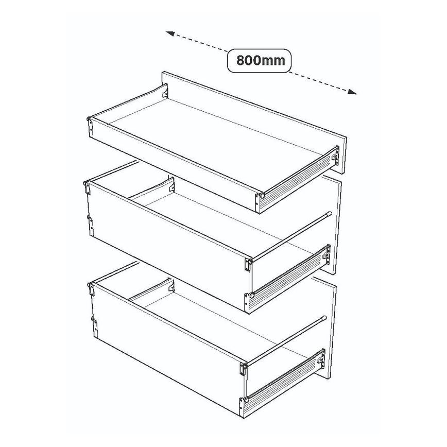800 3 Drawer Pack Line Drawing