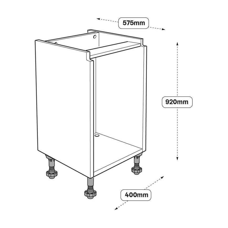 400mm Hi-Line Base Cabinet Line Drawing