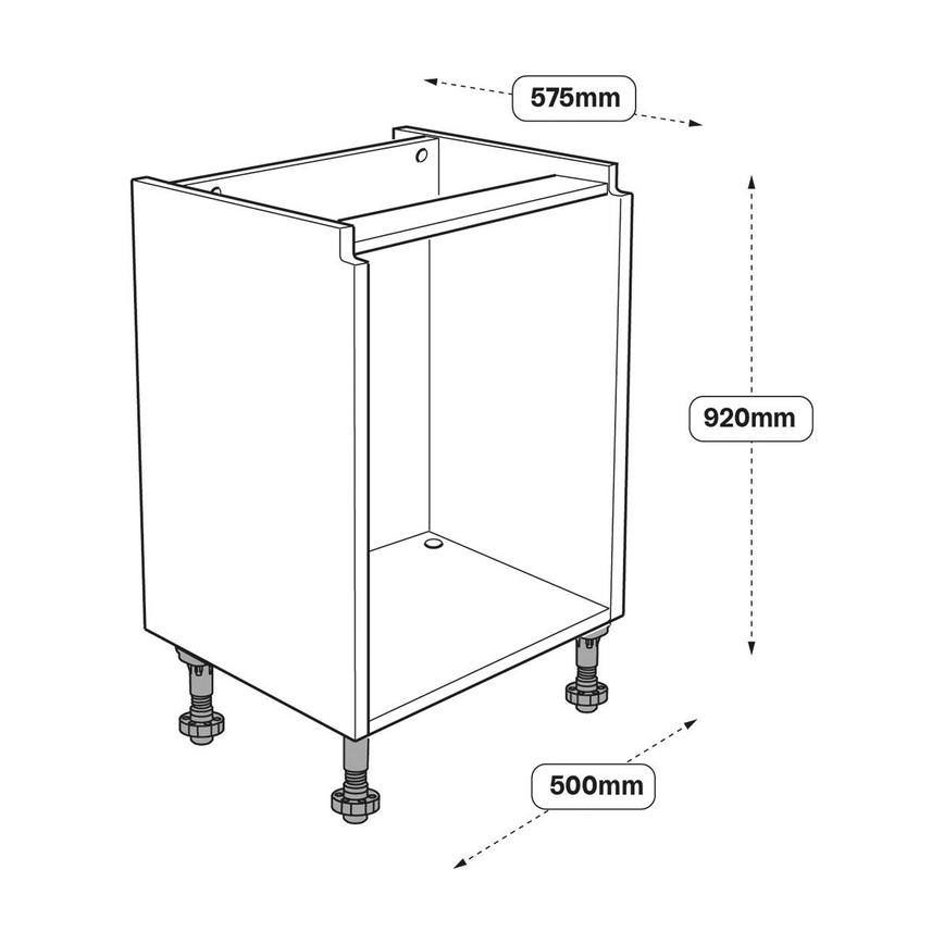 500mm Hi-Line Base Cabinet Line Drawing