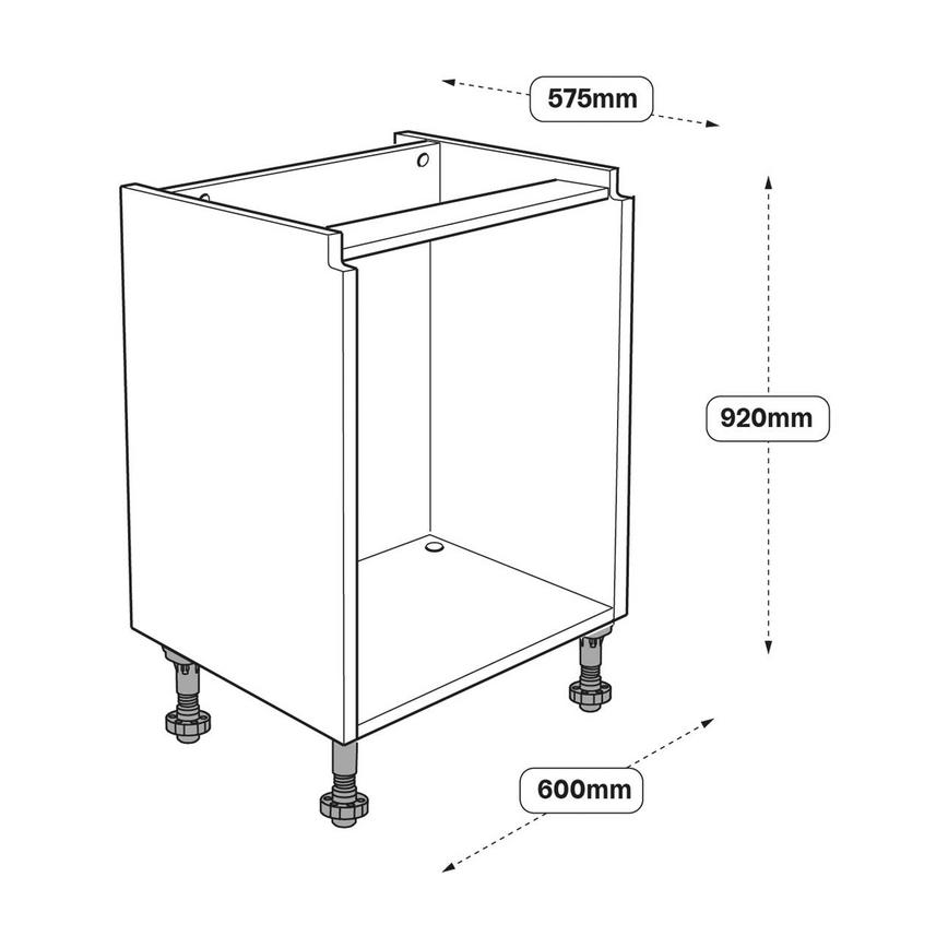 600mm Hi-Line Base Cabinet Line Drawing