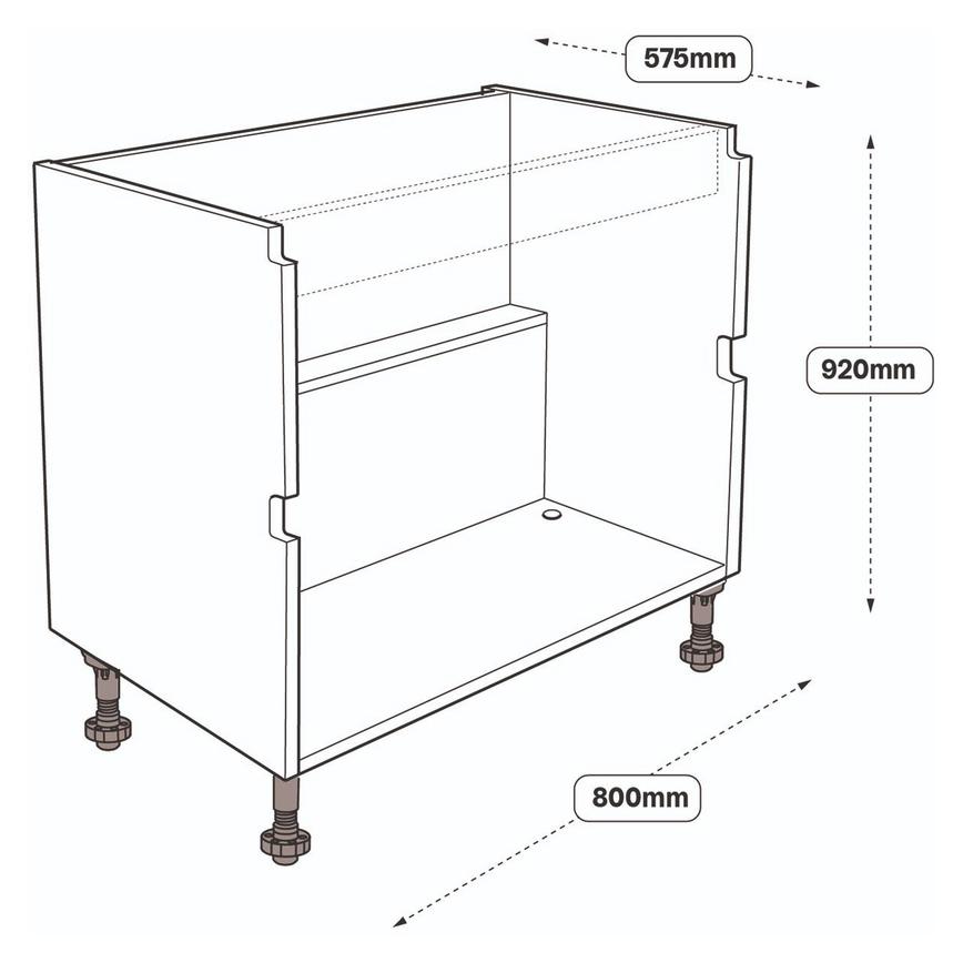 800 Drawer Sink Base Cabinet Line Drawing