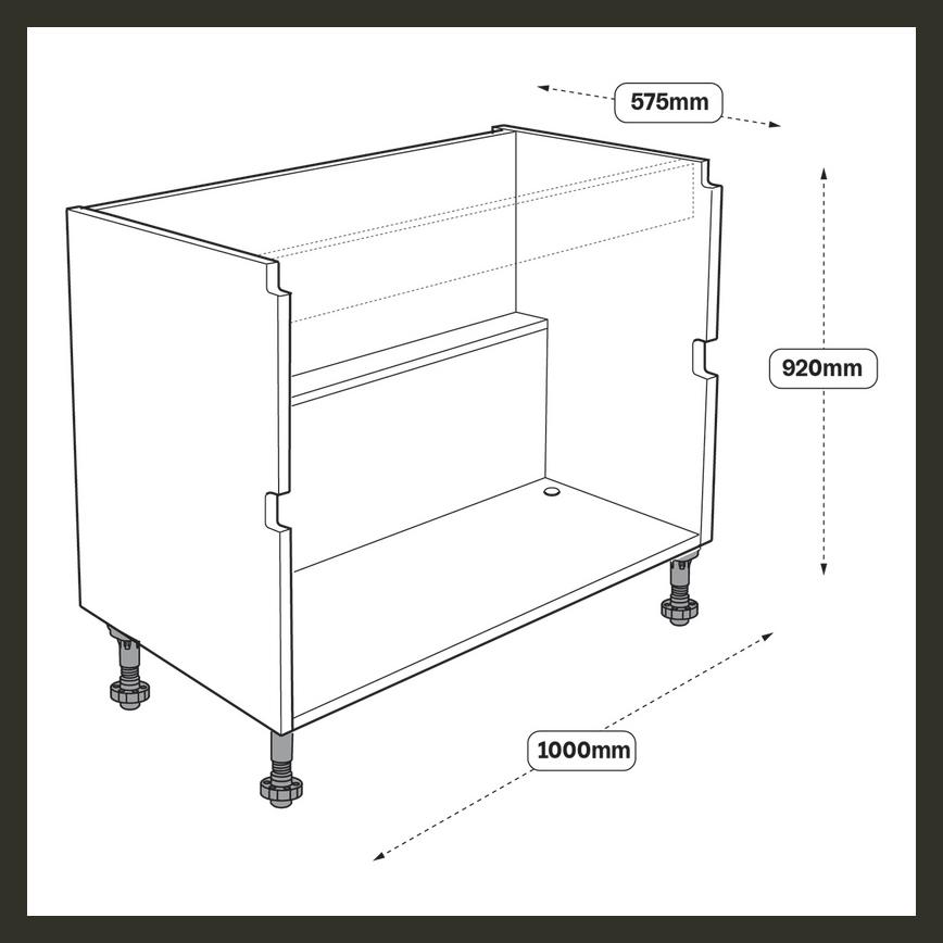 1000 Drawer Sink Base Cabinet Line Drawing