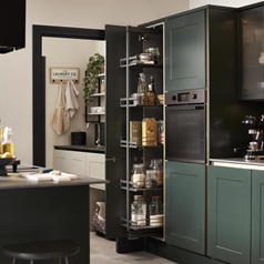 Chelford Fir Green Handleless Larder Shot