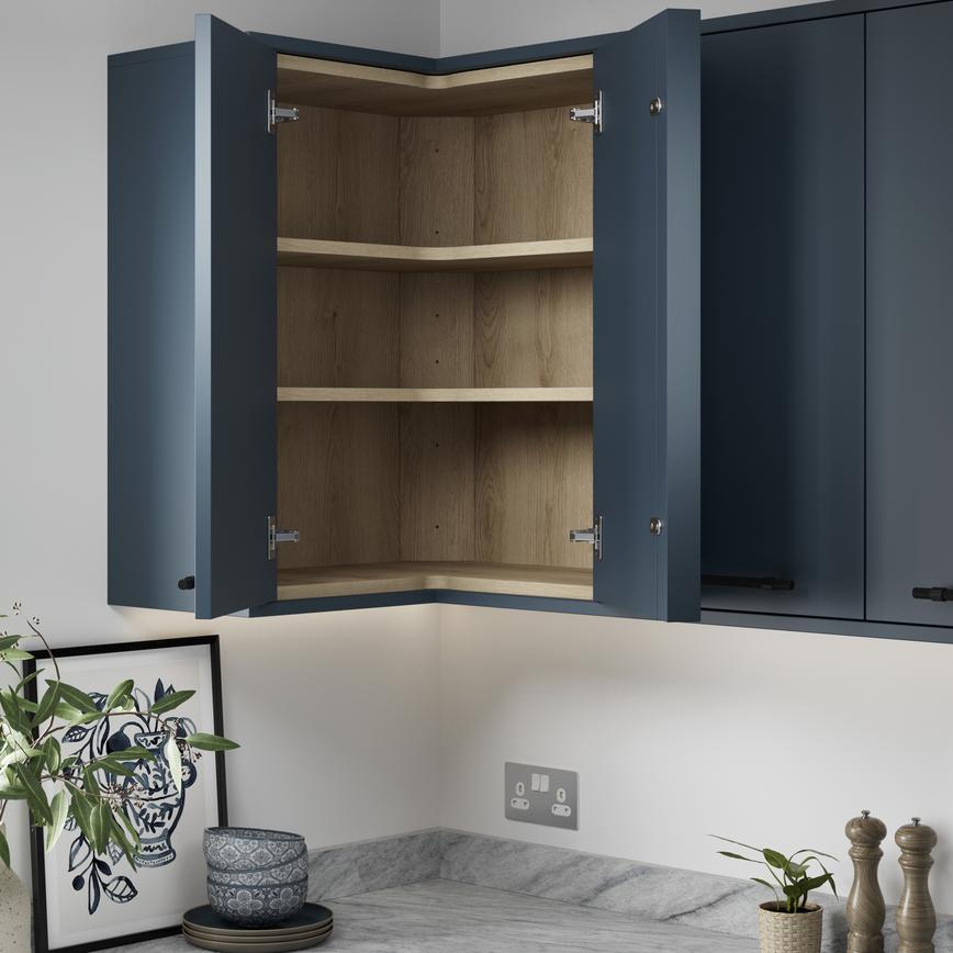 L Shaped Natural Oak Corner Wall Unit