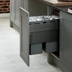 Door Mounted 2 x 23 Ltr Recycling Grey Waste Bin