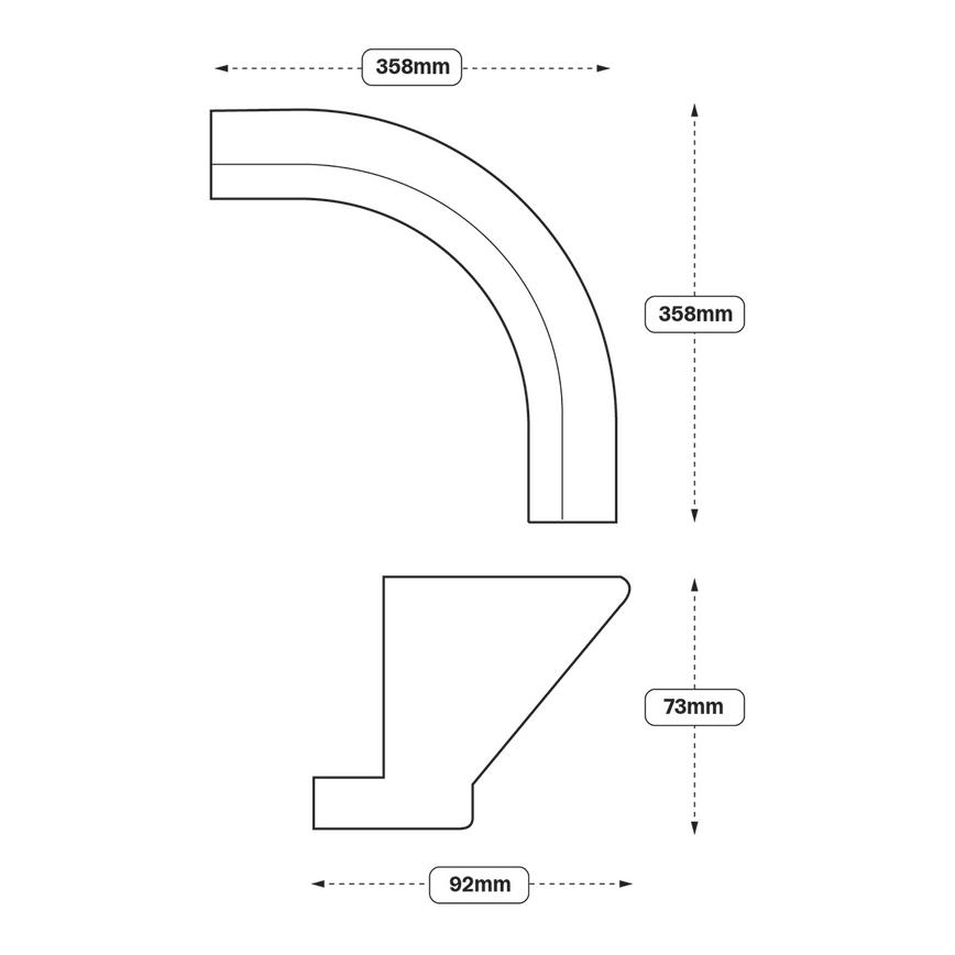 Curved Cabinet Corner Return CLassic (XX48) Line Drawing