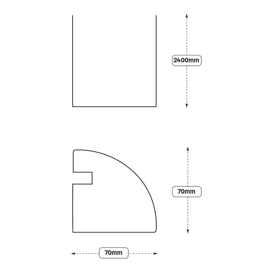 Curved Corner Post (XX72) Line Drawing