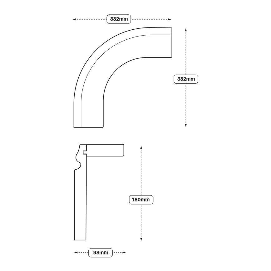 Elmbridge Decorative Curved Plinth (XX9A) Line Drawing