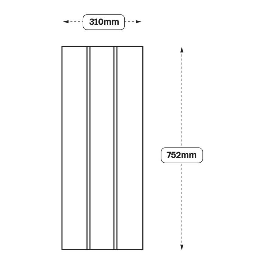 Tongue and Groove Full Height Wall Decor End (XX81) Line Drawing