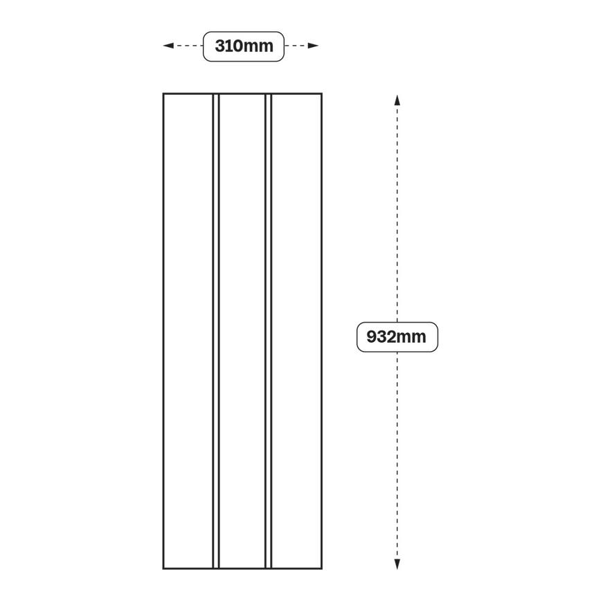Tongue and Groove Tall Wall Decor End (XX82) Line Drawing
