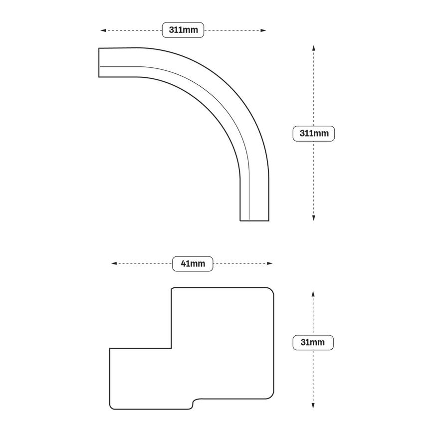 Square Curve Cornice Return (XX45) Line Drawing